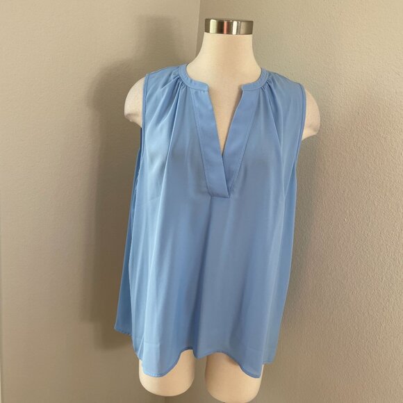 NEW J Crew 365 Womens Plus 2X Sleeveless Light Blue V Neck Blouse Shirt Top - Picture 1 of 10